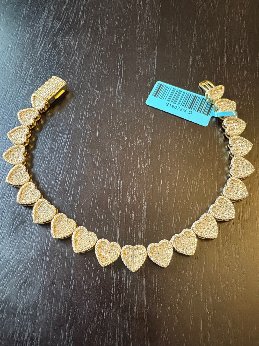 925 gold toned Moissanite Heart Tennis Bracelet - Women Jewelry
